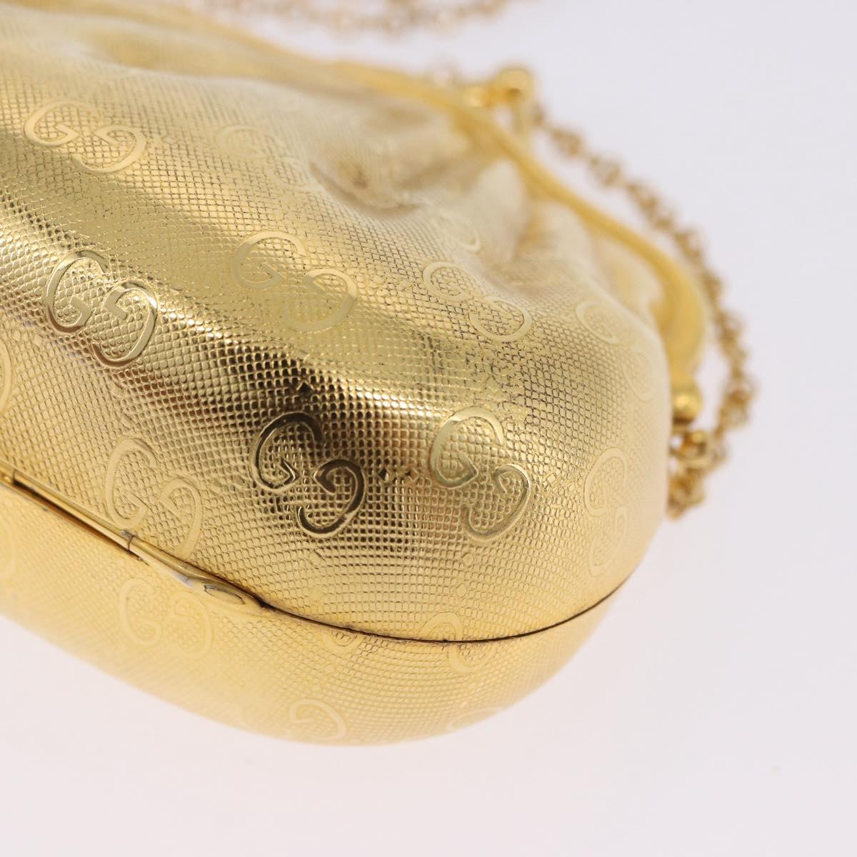 GUCCI GG Chain Shoulder Pouch Metal Gold Auth 200279V