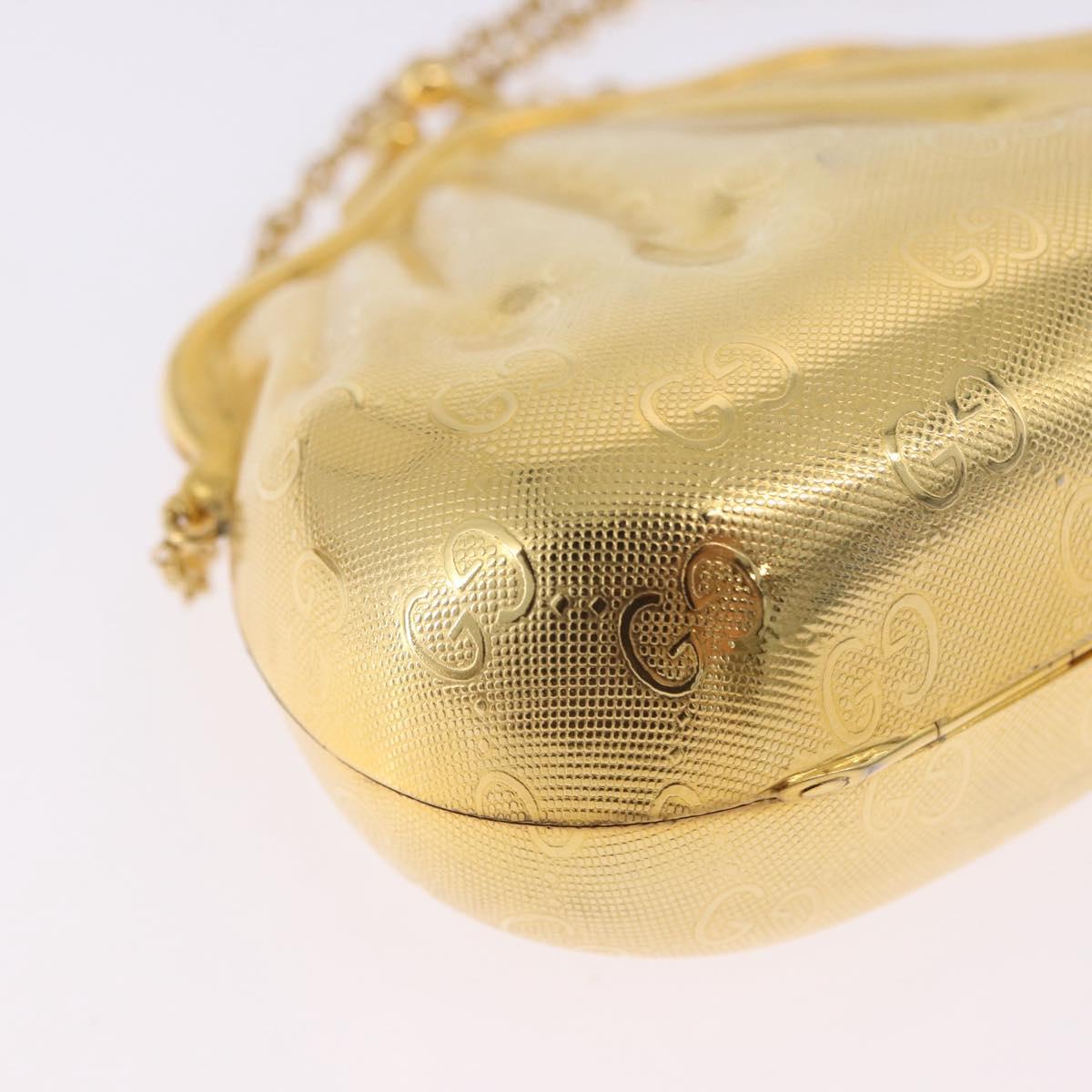 GUCCI GG Chain Shoulder Pouch Metal Gold Auth 200279V