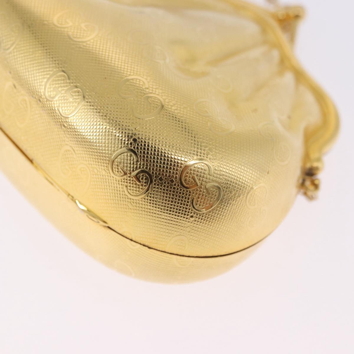 GUCCI GG Chain Shoulder Pouch Metal Gold Auth 200279V