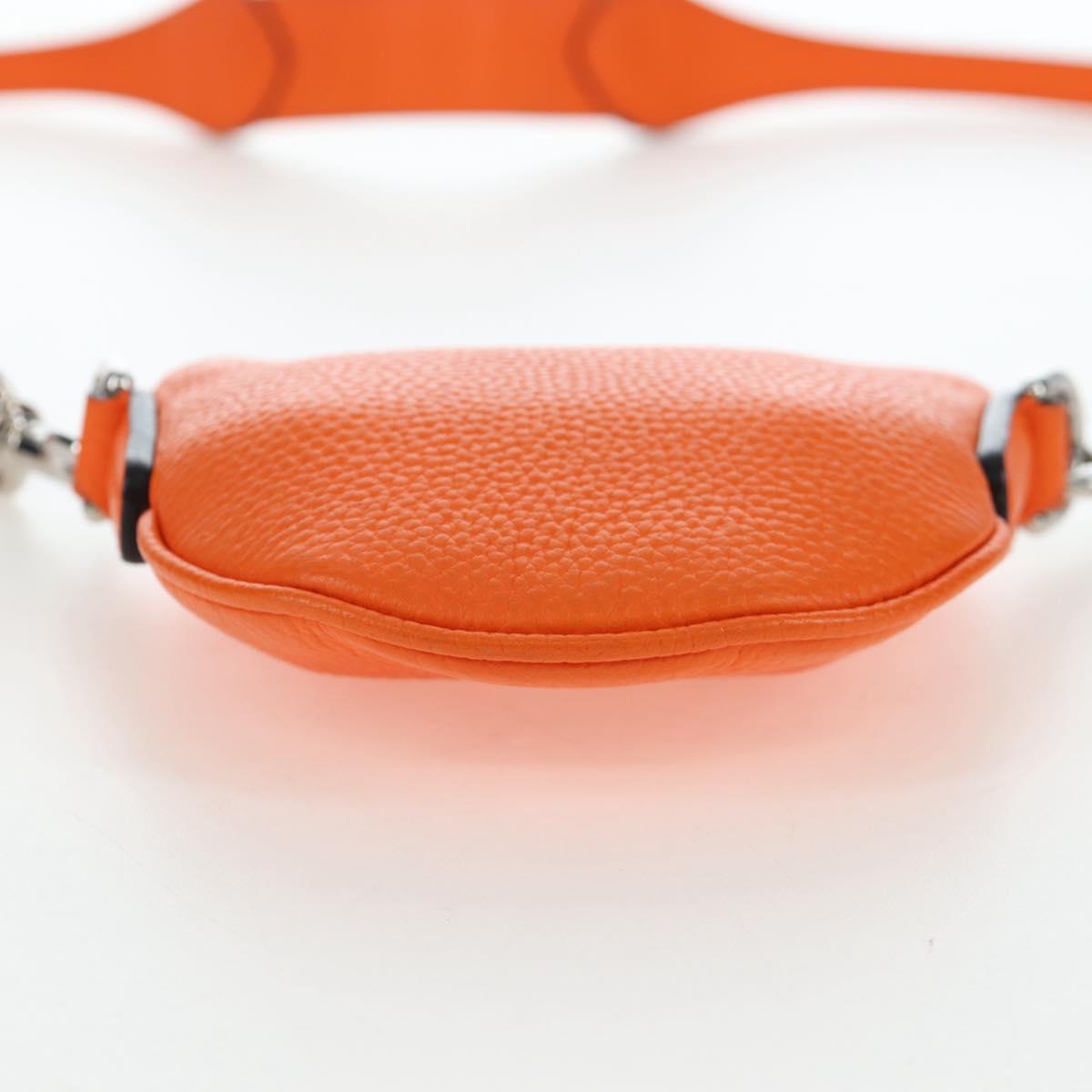 GUCCI Logo Micro Shoulder Bag Leather Orange Silver 821831 Auth 200280V