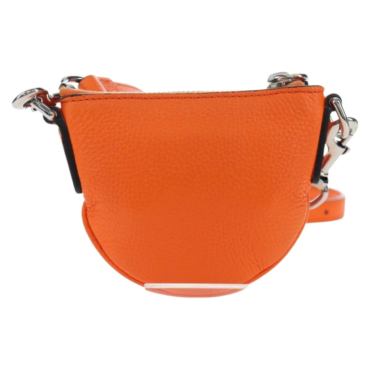 GUCCI Logo Micro Shoulder Bag Leather Orange Silver 821831 Auth 200280V