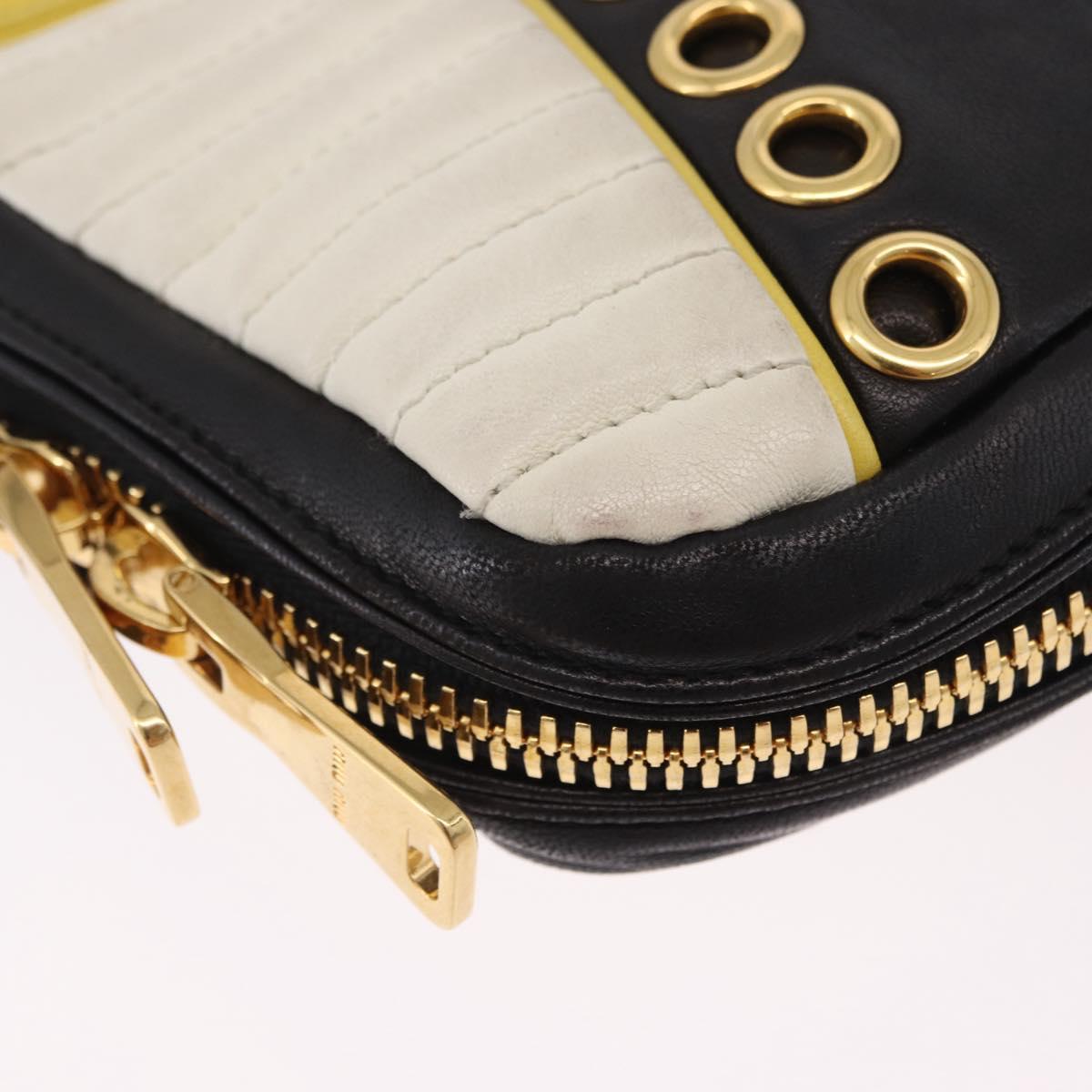 Miu Miu Biker Studs Shoulder Bag Leather Black Gold Auth 200282V