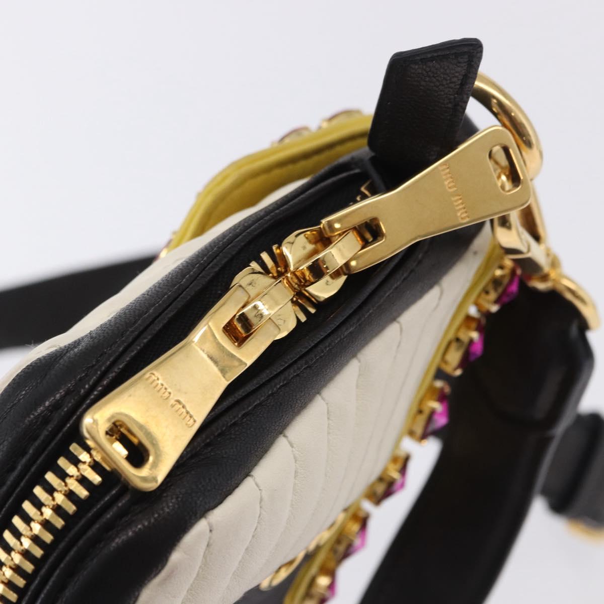 Miu Miu Biker Studs Shoulder Bag Leather Black Gold Auth 200282V