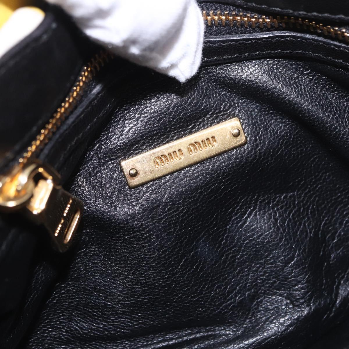 Miu Miu Biker Studs Shoulder Bag Leather Black Gold Auth 200282V
