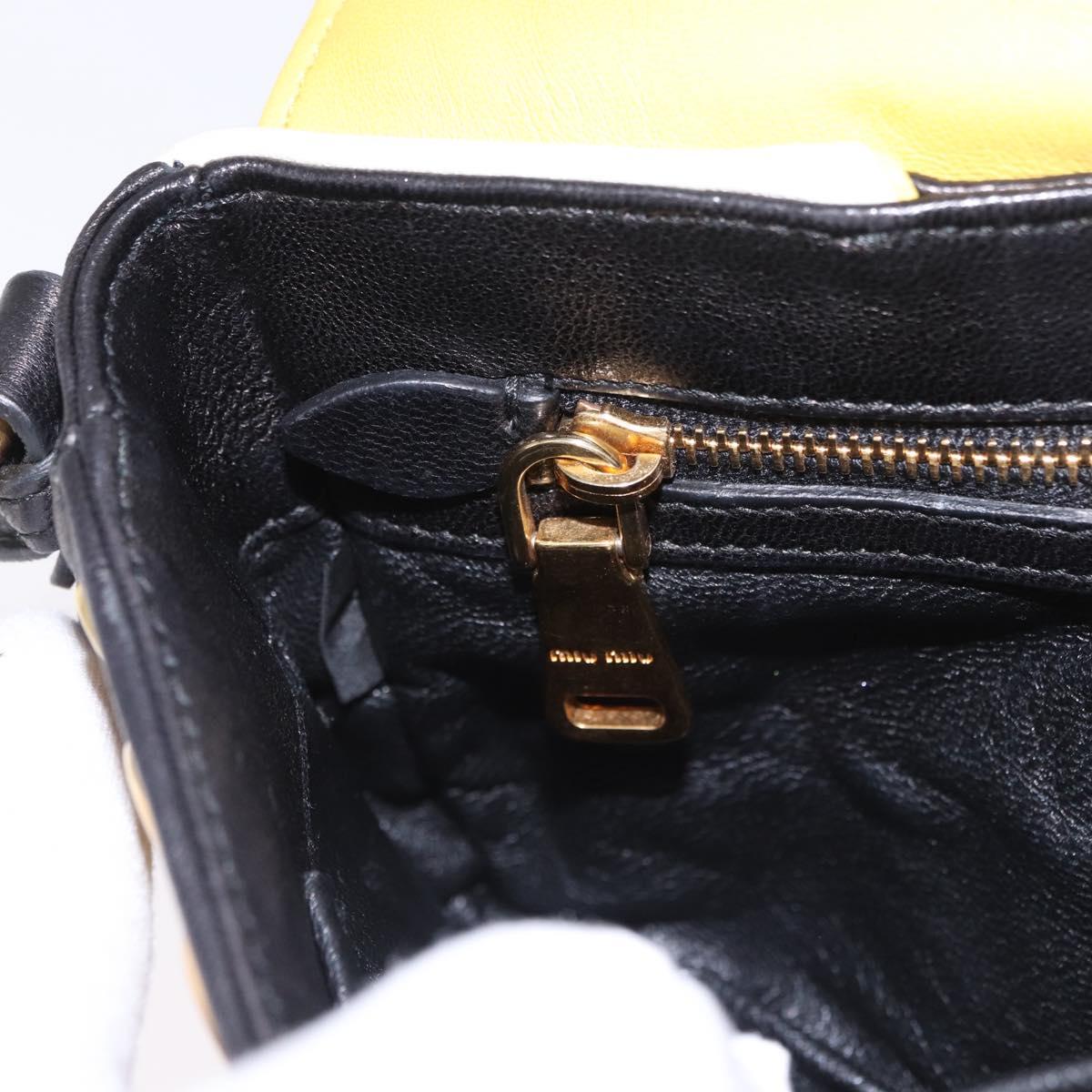 Miu Miu Biker Studs Shoulder Bag Leather Black Gold Auth 200282V