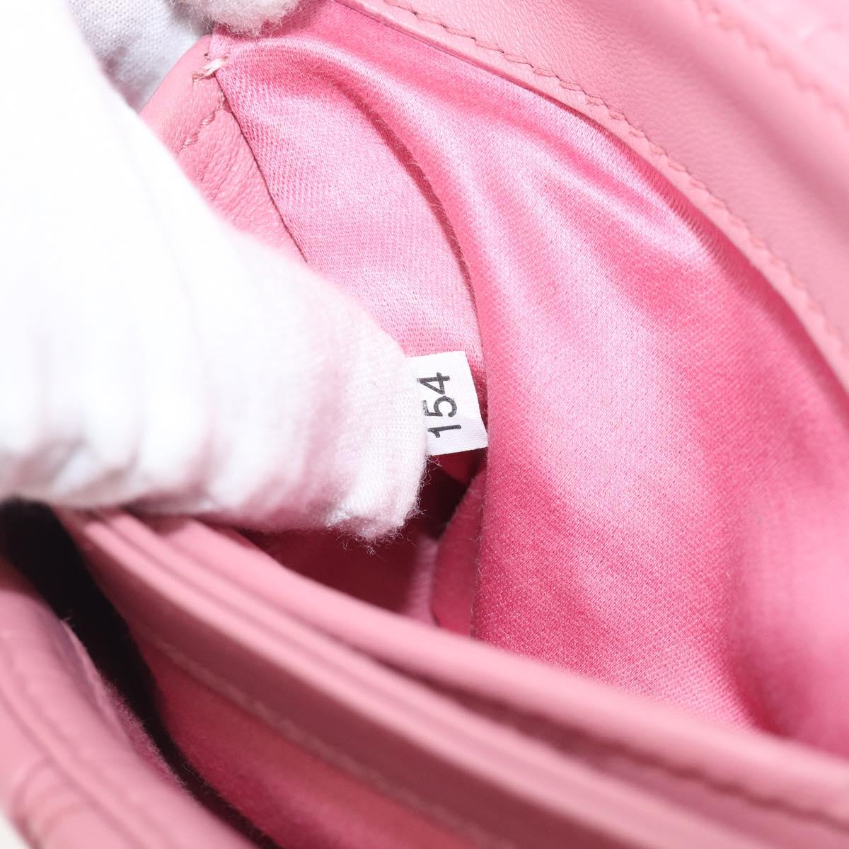 Miu Miu Matelasse Chain Shoulder Bag Harako Leather Pink Silver Auth 200288