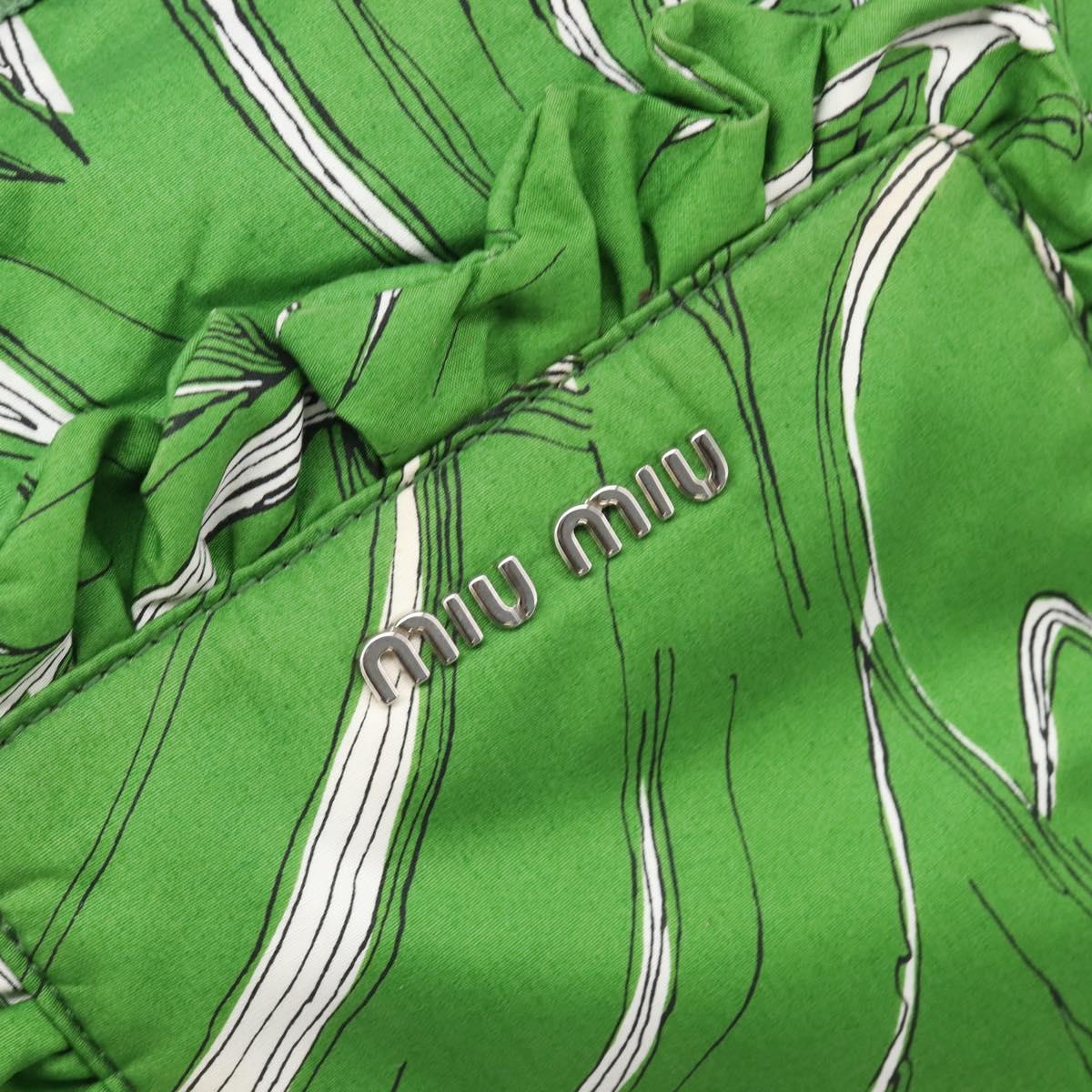 Miu Miu Tote Bag Nylon Green Silver Auth 200289A