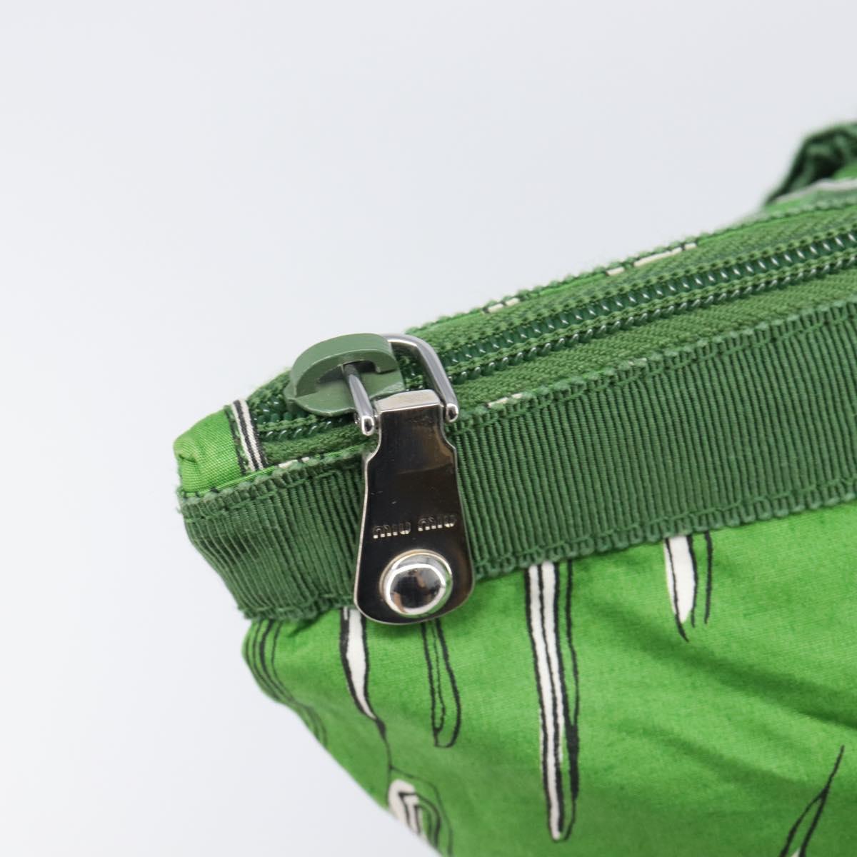 Miu Miu Tote Bag Nylon Green Silver Auth 200289A
