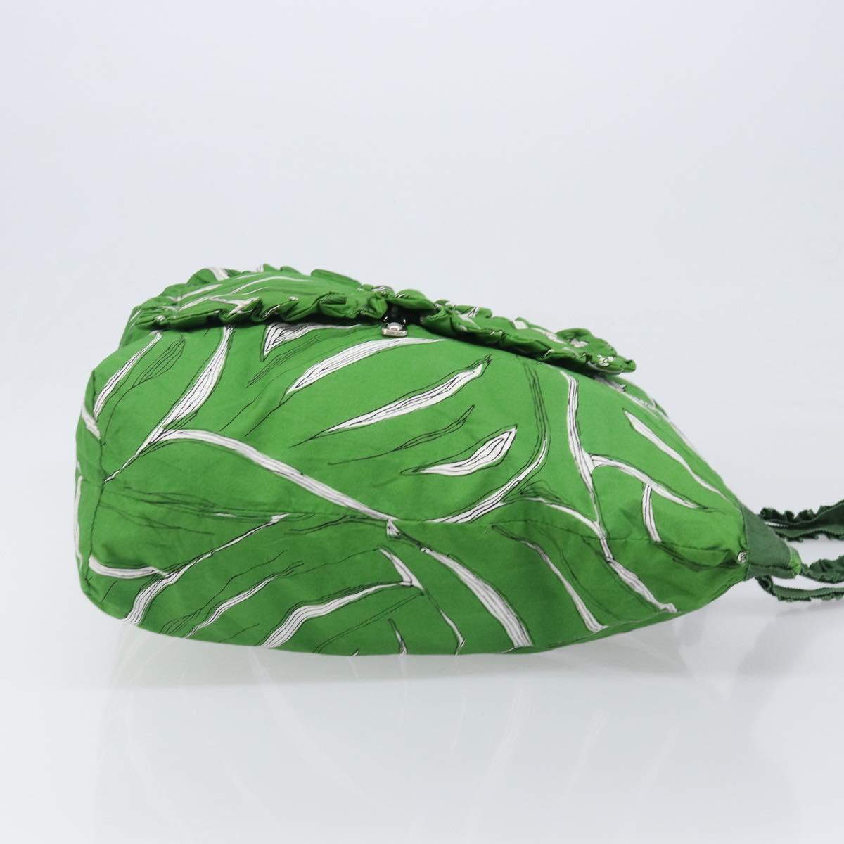 Miu Miu Tote Bag Nylon Green Silver Auth 200289A