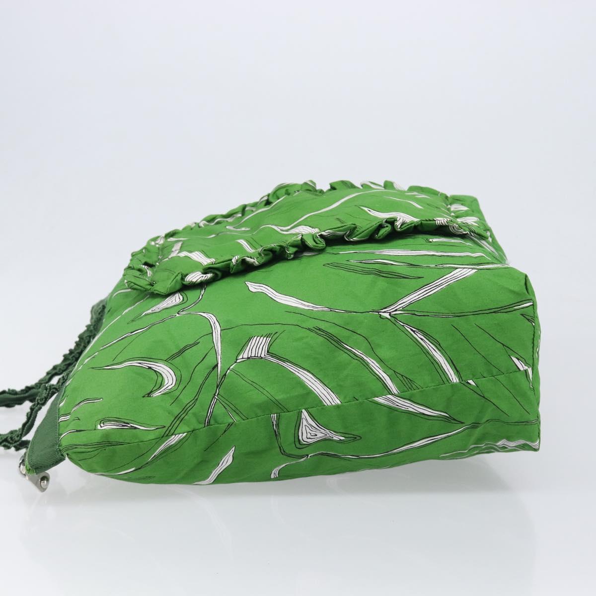 Miu Miu Tote Bag Nylon Green Silver Auth 200289A