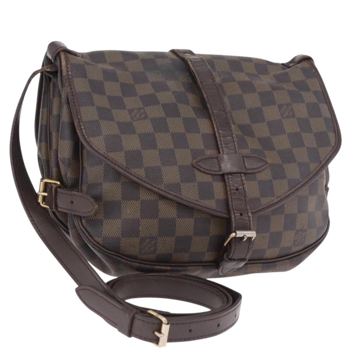 LOUIS VUITTON Damier Ebene Saumur 30 Shoulder Bag SPO N48081 LV Auth 200290