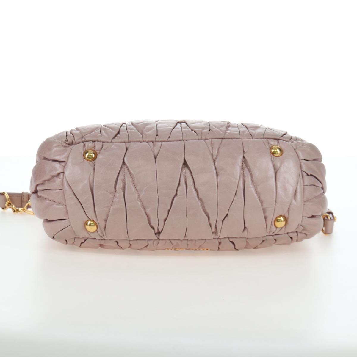 Miu Miu Matelasse Hand Bag Leather 2way Pink Gold Auth 200292V