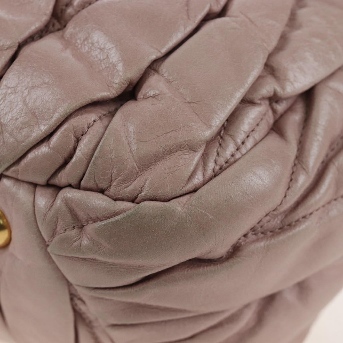 Miu Miu Matelasse Hand Bag Leather 2way Pink Gold Auth 200292V