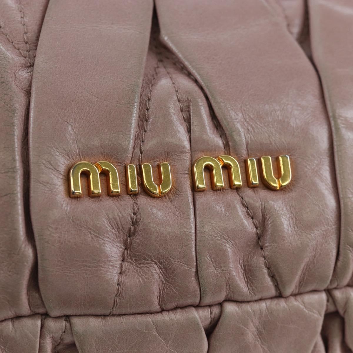Miu Miu Matelasse Hand Bag Leather 2way Pink Gold Auth 200292V