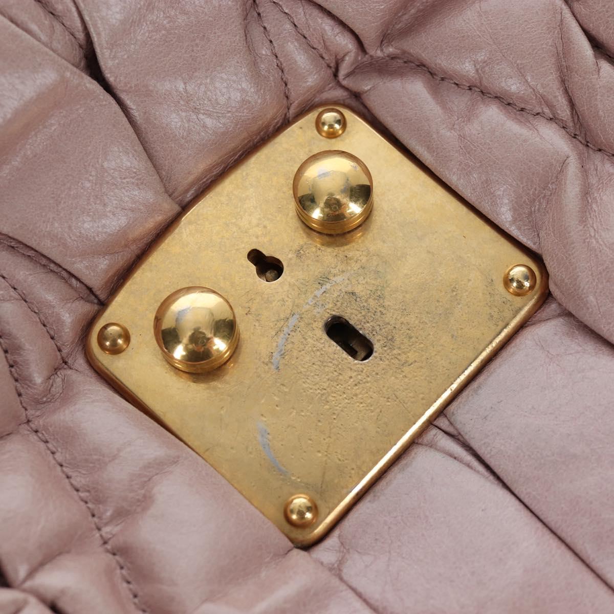 Miu Miu Matelasse Hand Bag Leather 2way Pink Gold Auth 200292V