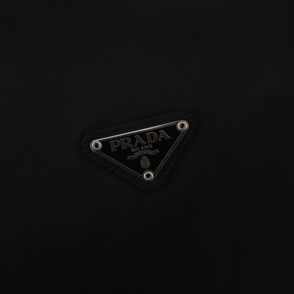 PRADA Boston Bag Nylon 2way Black Silver Auth 200299A