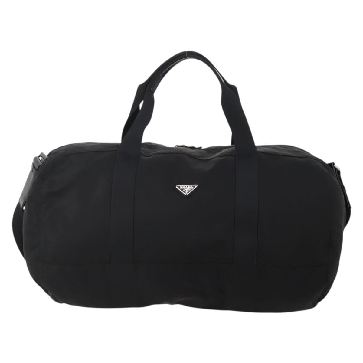 PRADA Boston Bag Nylon 2way Black Silver Auth 200299A
