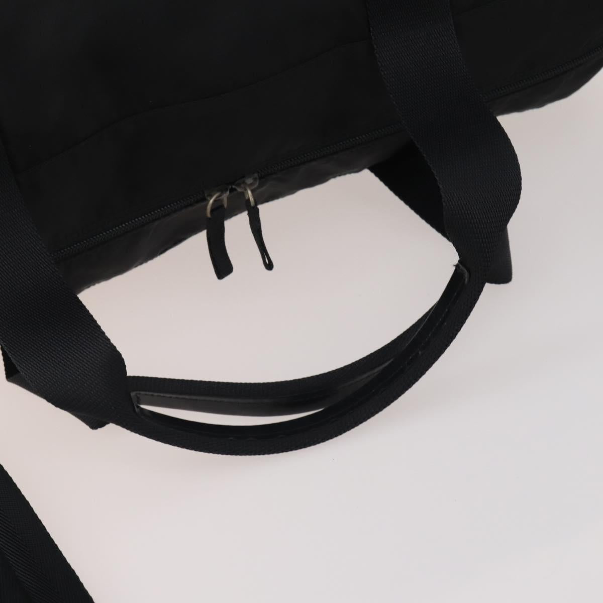 PRADA Boston Bag Nylon 2way Black Silver Auth 200299A