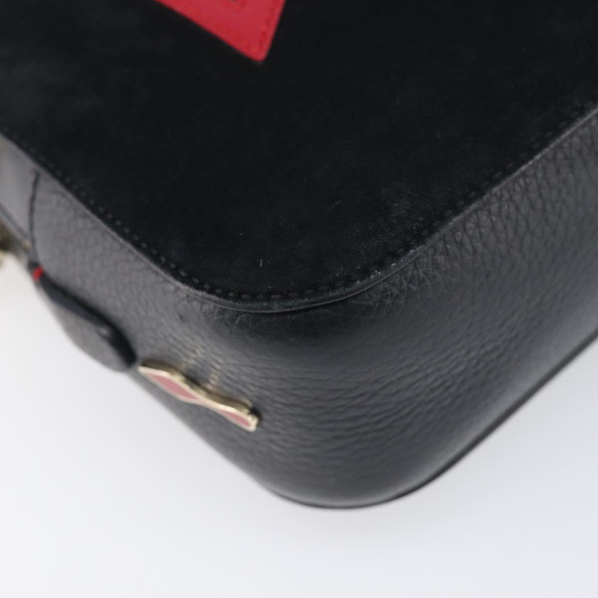 Christian Louboutin Chain Shoulder Bag Leather Black Gold Auth 200300A