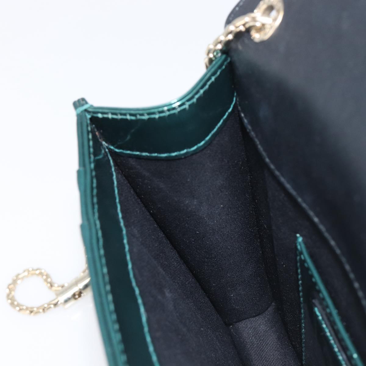 BVLGARI Serpenti Forever Chain Bag Patent Leather Green Gold Auth 200301V