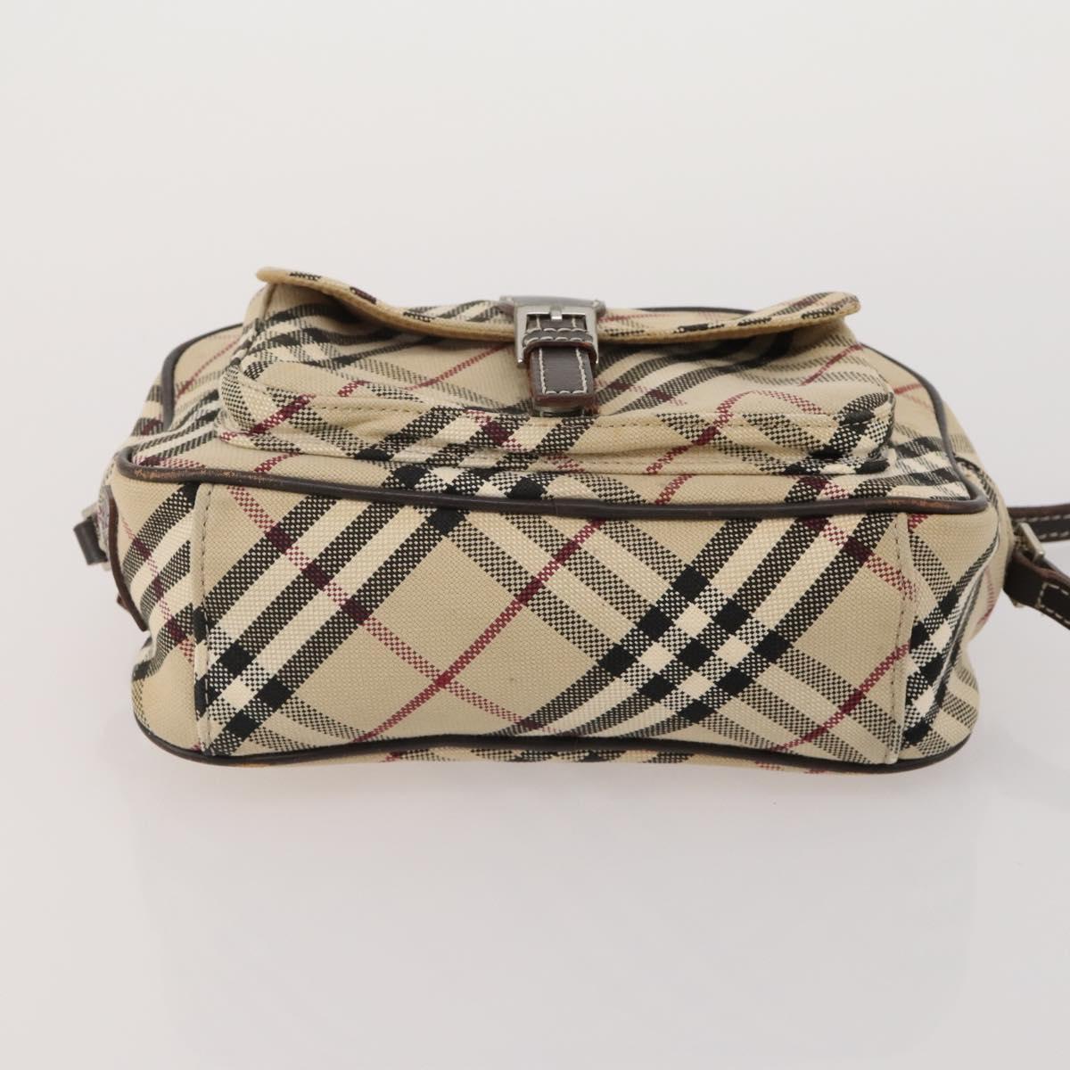 BURBERRY Nova Check Blue Label Hand Bag Canvas PVC 3 Set White Beige Auth 200307