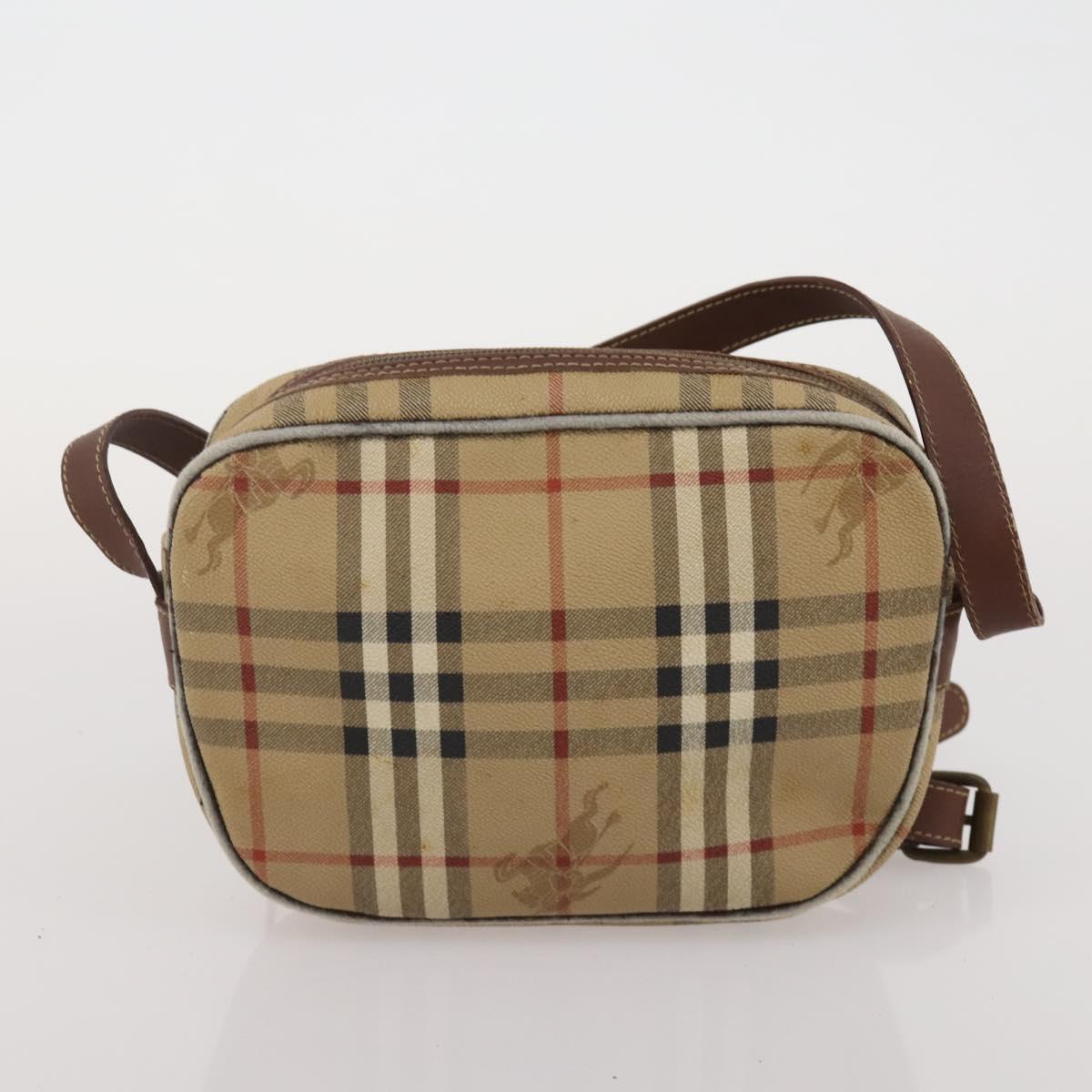 BURBERRY Nova Check Blue Label Hand Bag Canvas PVC 3 Set White Beige Auth 200307