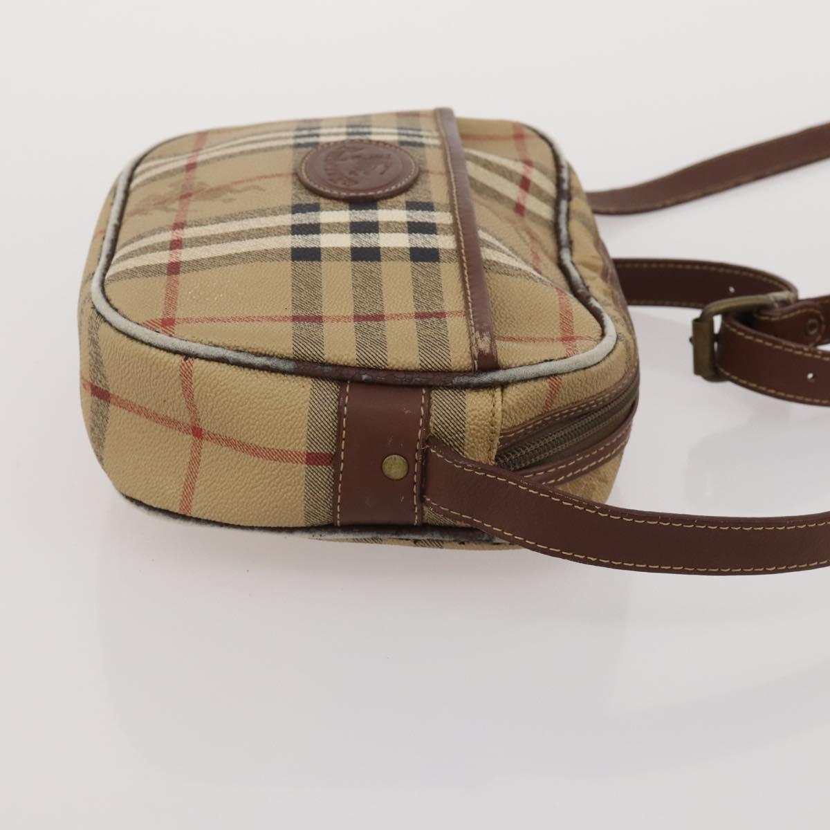 BURBERRY Nova Check Blue Label Hand Bag Canvas PVC 3 Set White Beige Auth 200307