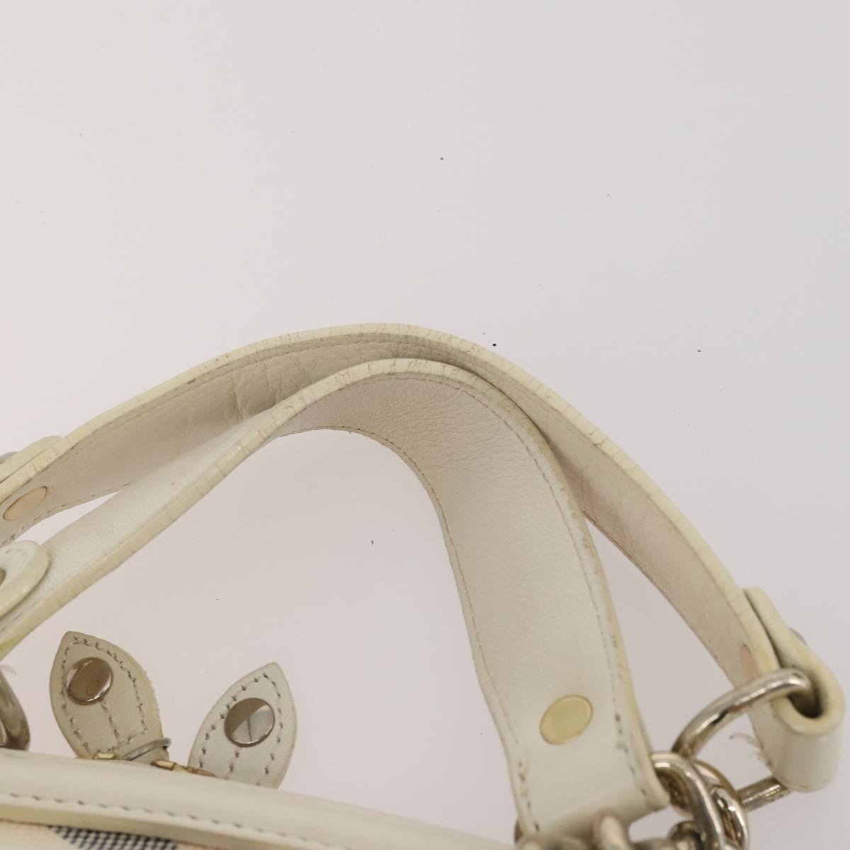 BURBERRY Nova Check Blue Label Hand Bag Canvas PVC 3 Set White Beige Auth 200307