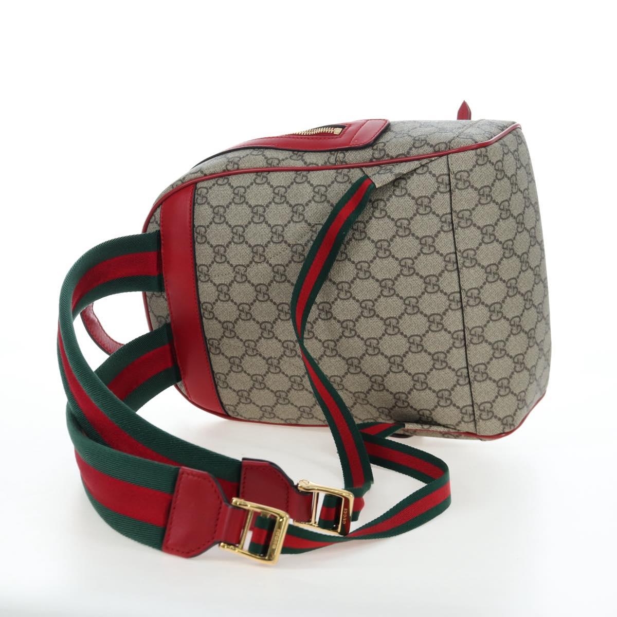GUCCI GG Supreme Web Sherry Line Backpack PVC Beige Gold 427042 Auth 200331M