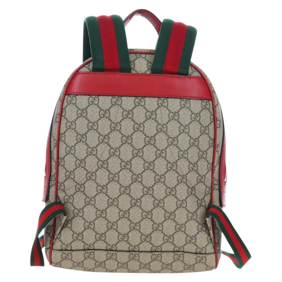 GUCCI GG Supreme Web Sherry Line Backpack PVC Beige Gold 427042 Auth 200331M