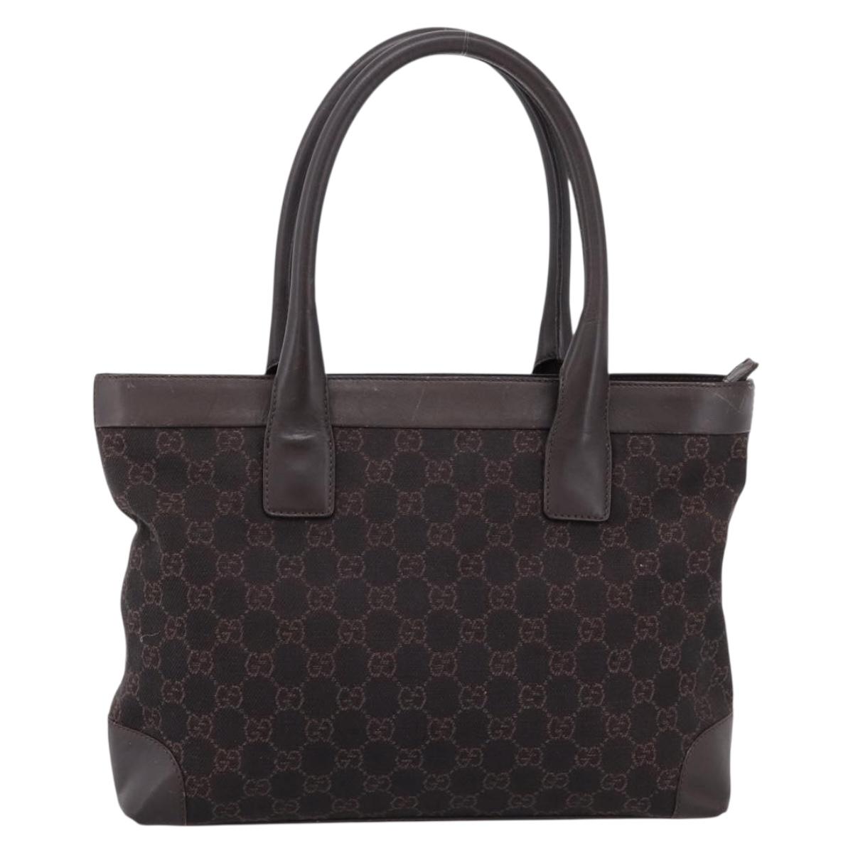 GUCCI GG Canvas Hand Bag Dark Brown 33890 Auth 200335