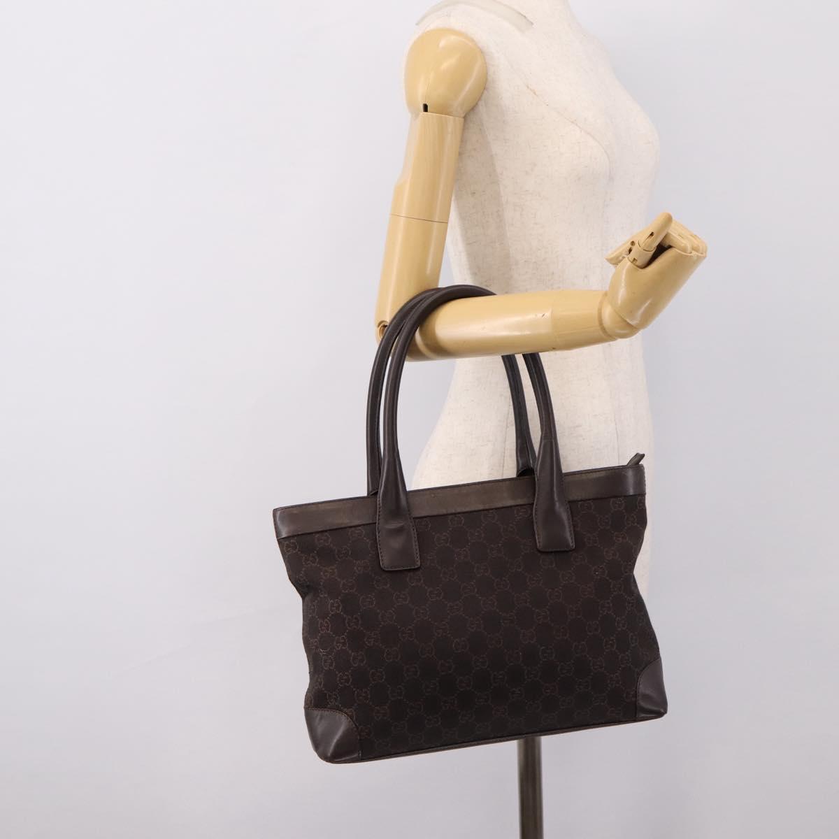GUCCI GG Canvas Hand Bag Dark Brown 33890 Auth 200335