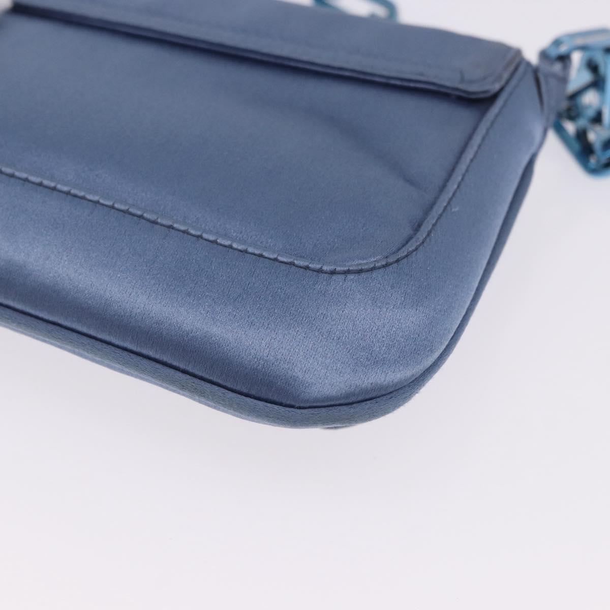 GUCCI Chain Shoulder Bag Satin Blue Auth 200336V