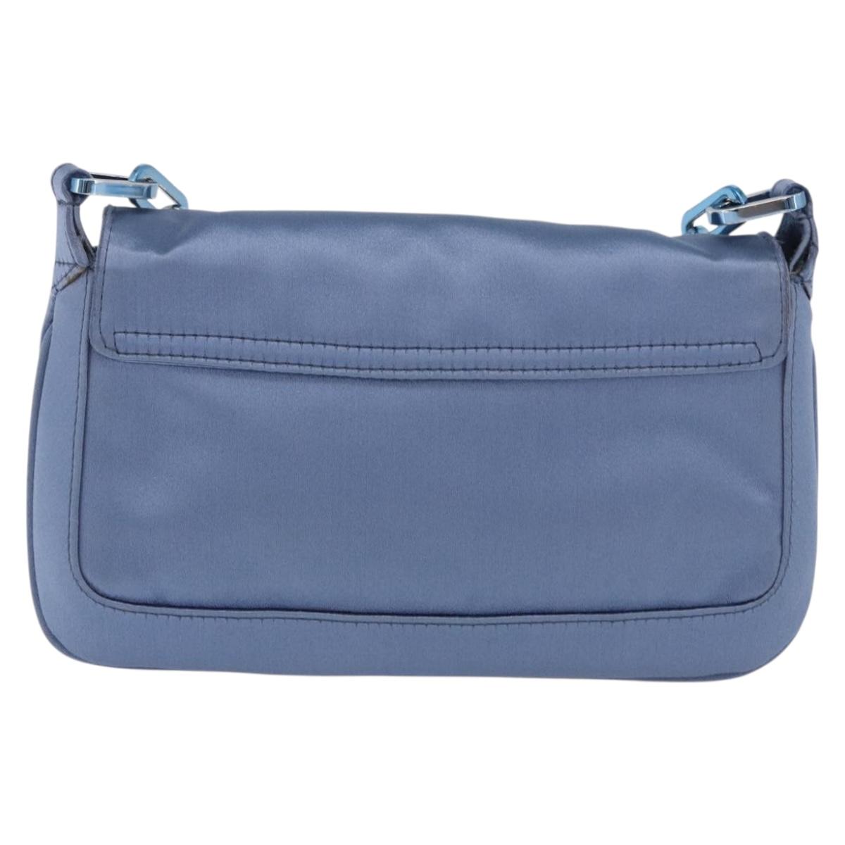 GUCCI Chain Shoulder Bag Satin Blue Auth 200336V