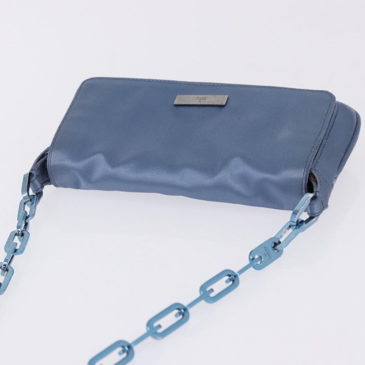 GUCCI Chain Shoulder Bag Satin Blue Auth 200336V