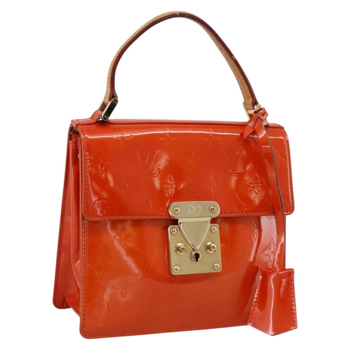 LOUIS VUITTON Monogram Vernis Spring Street Hand Bag Orange M91025 Auth 200337