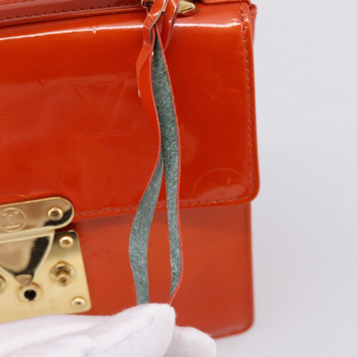 LOUIS VUITTON Monogram Vernis Spring Street Hand Bag Orange M91025 Auth 200337