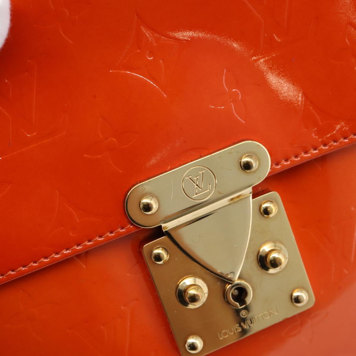 LOUIS VUITTON Monogram Vernis Spring Street Hand Bag Orange M91025 Auth 200337