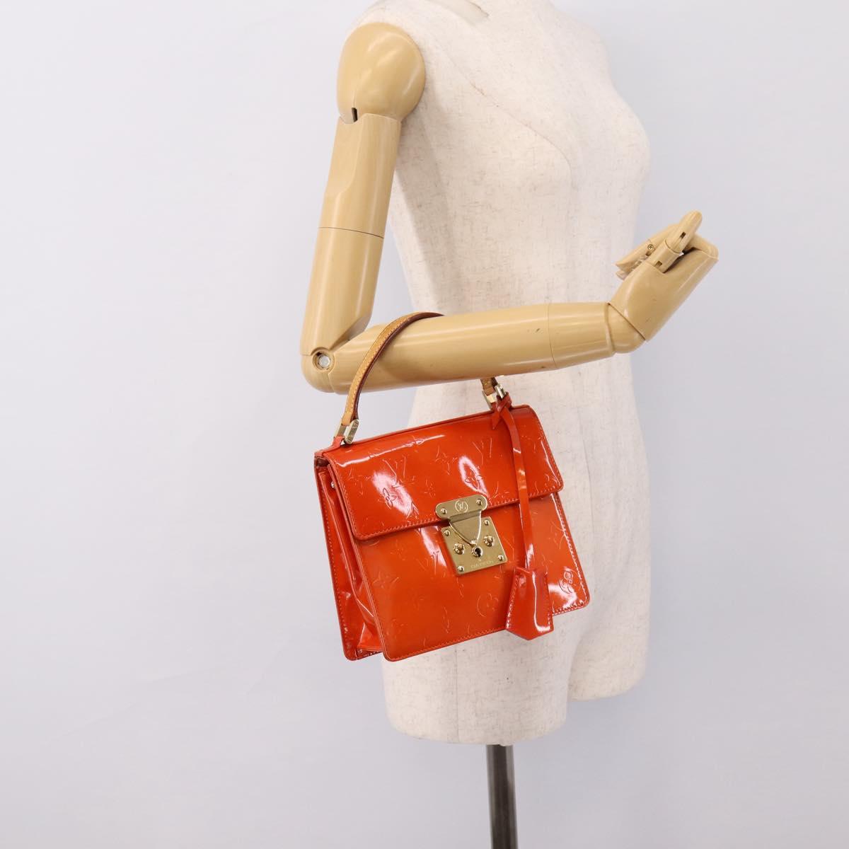 LOUIS VUITTON Monogram Vernis Spring Street Hand Bag Orange M91025 Auth 200337