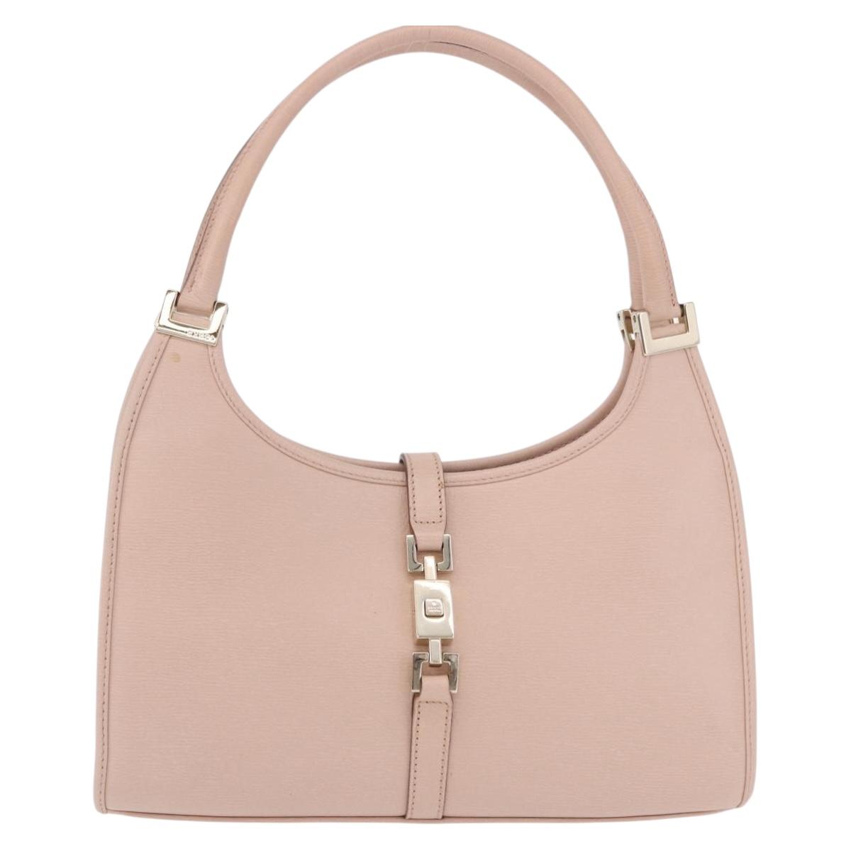 GUCCI Jackie Hand Bag Leather Pink Gold 002 1068 2404 Auth 200338V