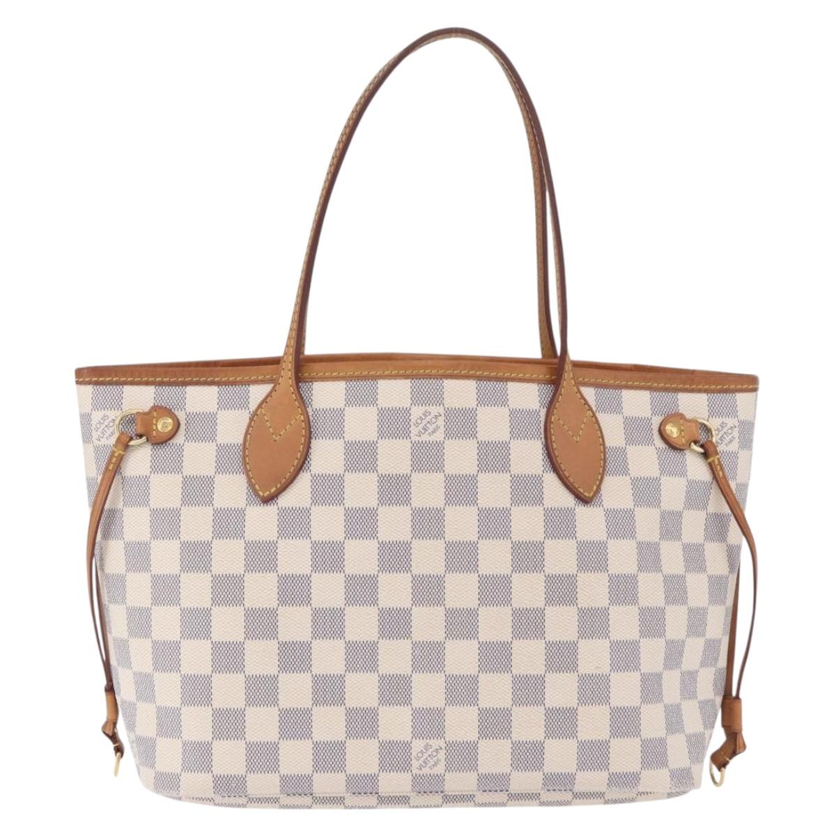 LOUIS VUITTON Damier Azur Neverfull PM Tote Bag N41362 LV Auth 200339