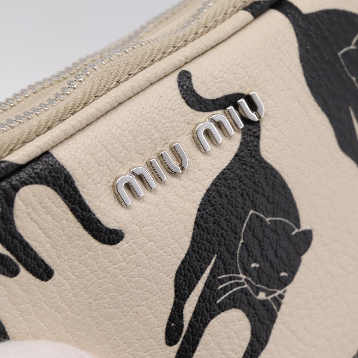 Miu Miu Shoulder Bag Leather Beige Silver Auth 200344M