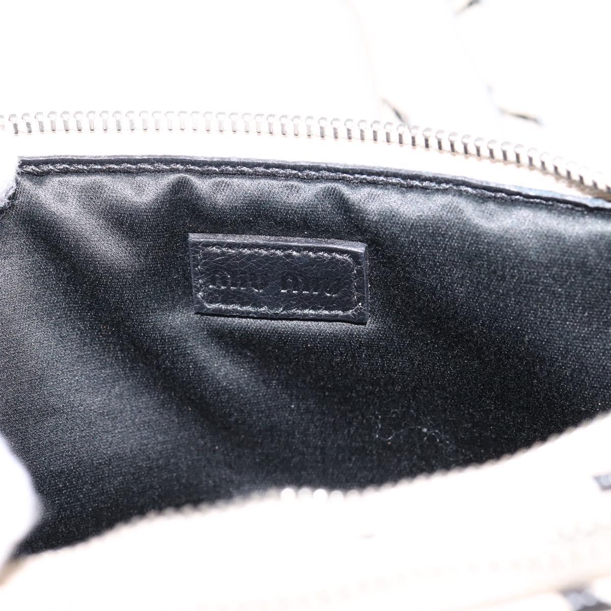 Miu Miu Shoulder Bag Leather Beige Silver Auth 200344M
