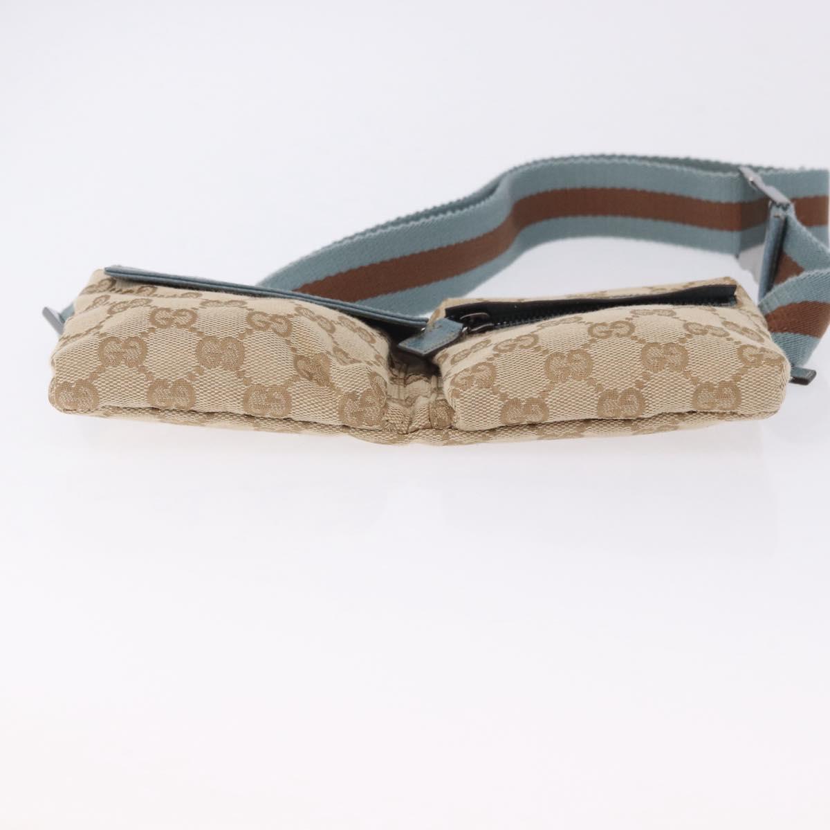 GUCCI GG Canvas Sherry Line Waist Bag Outlet Beige Silver 162962 Auth 200345A