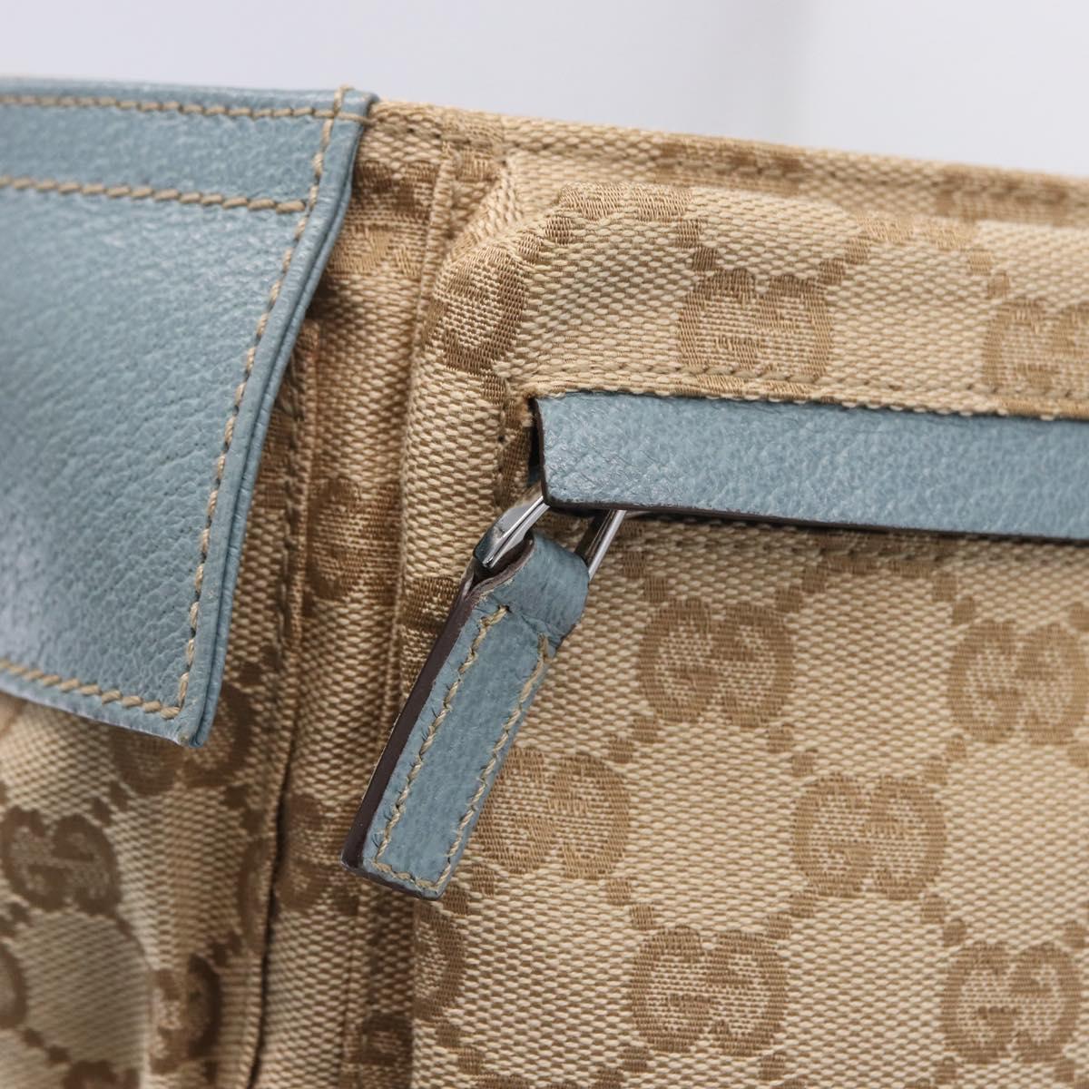 GUCCI GG Canvas Sherry Line Waist Bag Outlet Beige Silver 162962 Auth 200345A