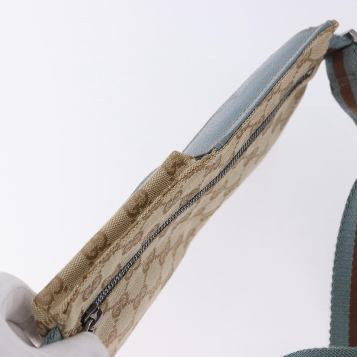 GUCCI GG Canvas Sherry Line Waist Bag Outlet Beige Silver 162962 Auth 200345A