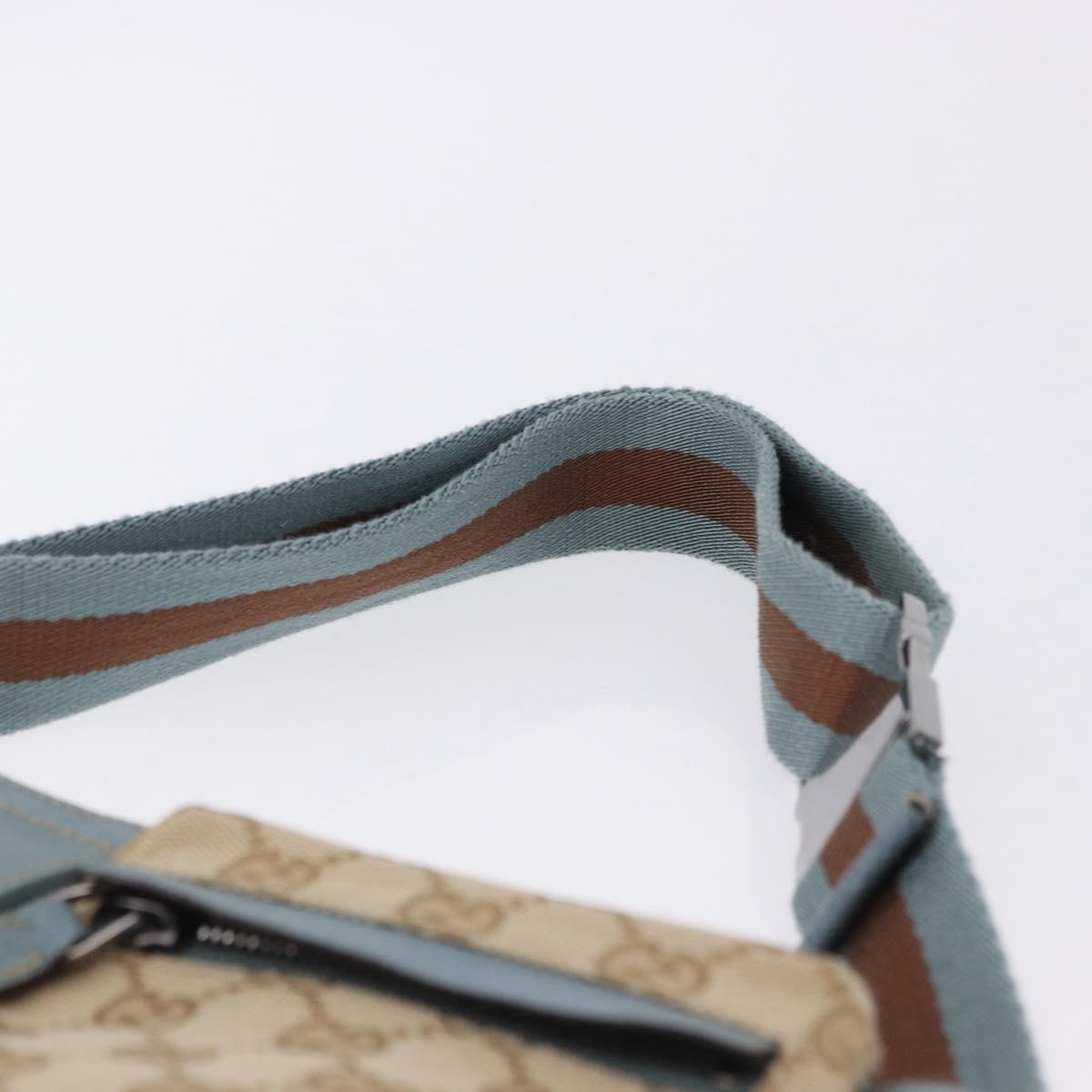 GUCCI GG Canvas Sherry Line Waist Bag Outlet Beige Silver 162962 Auth 200345A