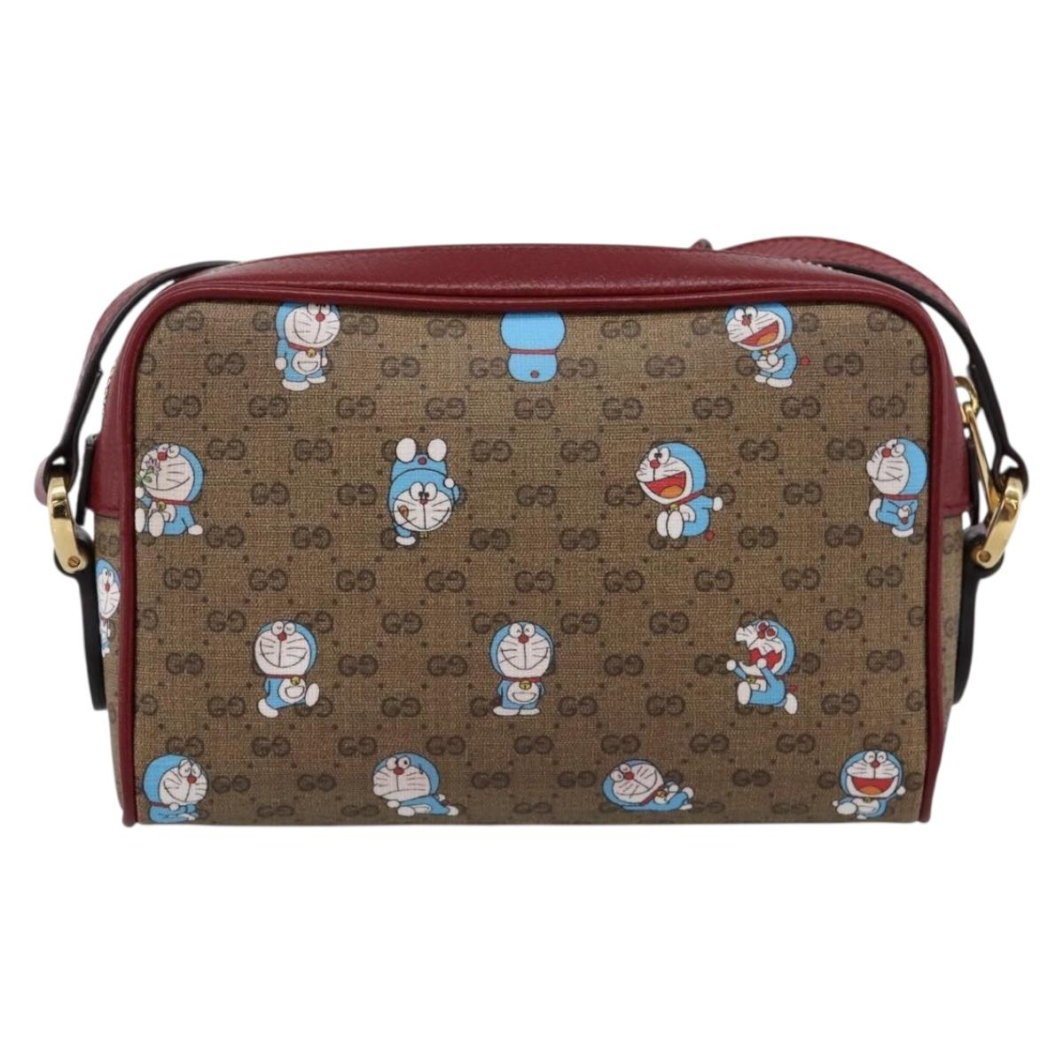 GUCCI Micro GG Doraemon Shoulder Bag PVC Leather Beige 647784 Auth 200346M