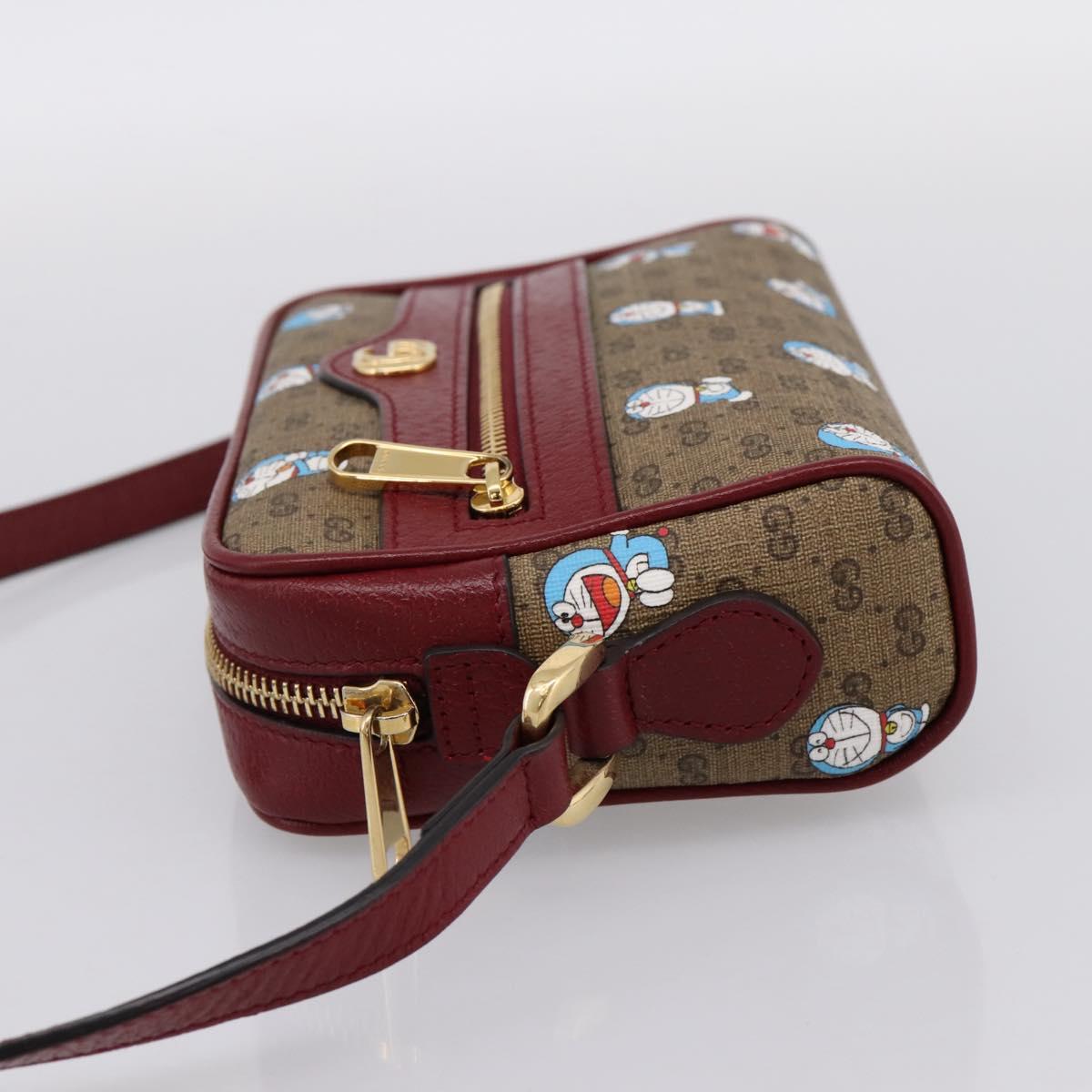 GUCCI Micro GG Doraemon Shoulder Bag PVC Leather Beige 647784 Auth 200346M