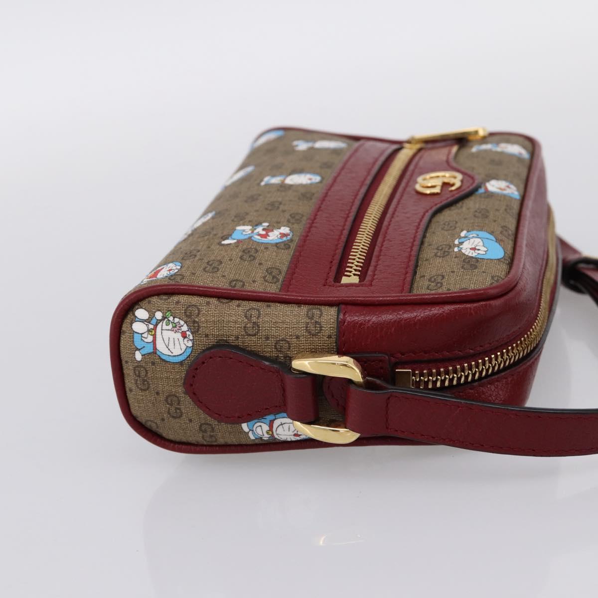 GUCCI Micro GG Doraemon Shoulder Bag PVC Leather Beige 647784 Auth 200346M
